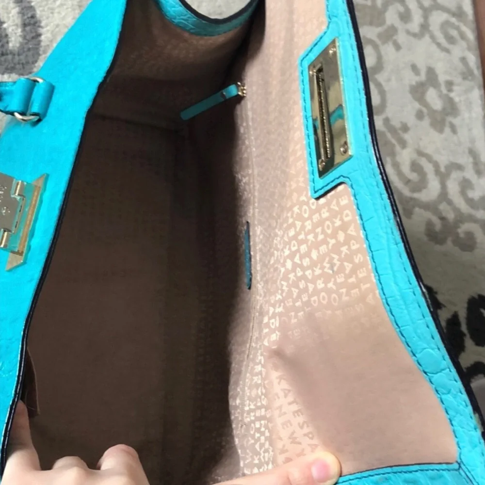 Kate Spade Orchard Valley Sinclair Turquoise Satchel Crocodile Embossed Leather